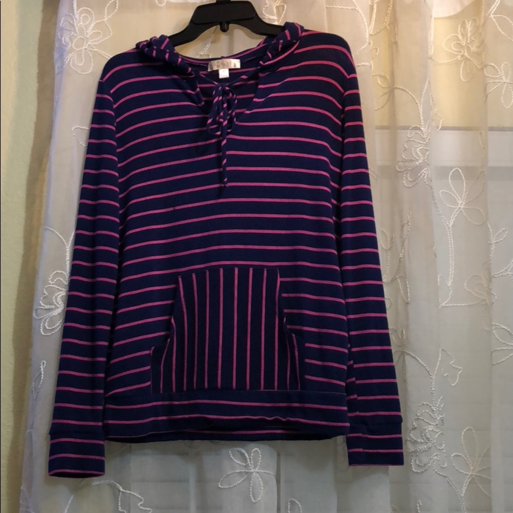 Striped Navy and Pink long sleeve sweatshirt